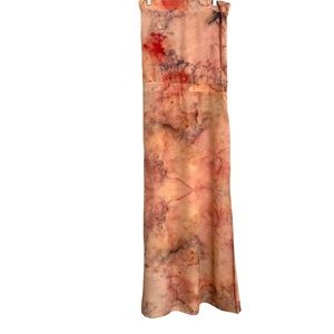 Obakki Silk Tie Dye Strapless Dress in Orange